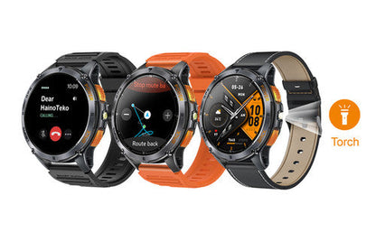 Haino Teko GPS-1 smartwatch 3 interchangeable straps black blue orange